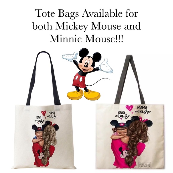 Eco-Friendly Mama Minnie Mouse with Little Baby Mouse Folding Tote Bag - Picture 14 of 15